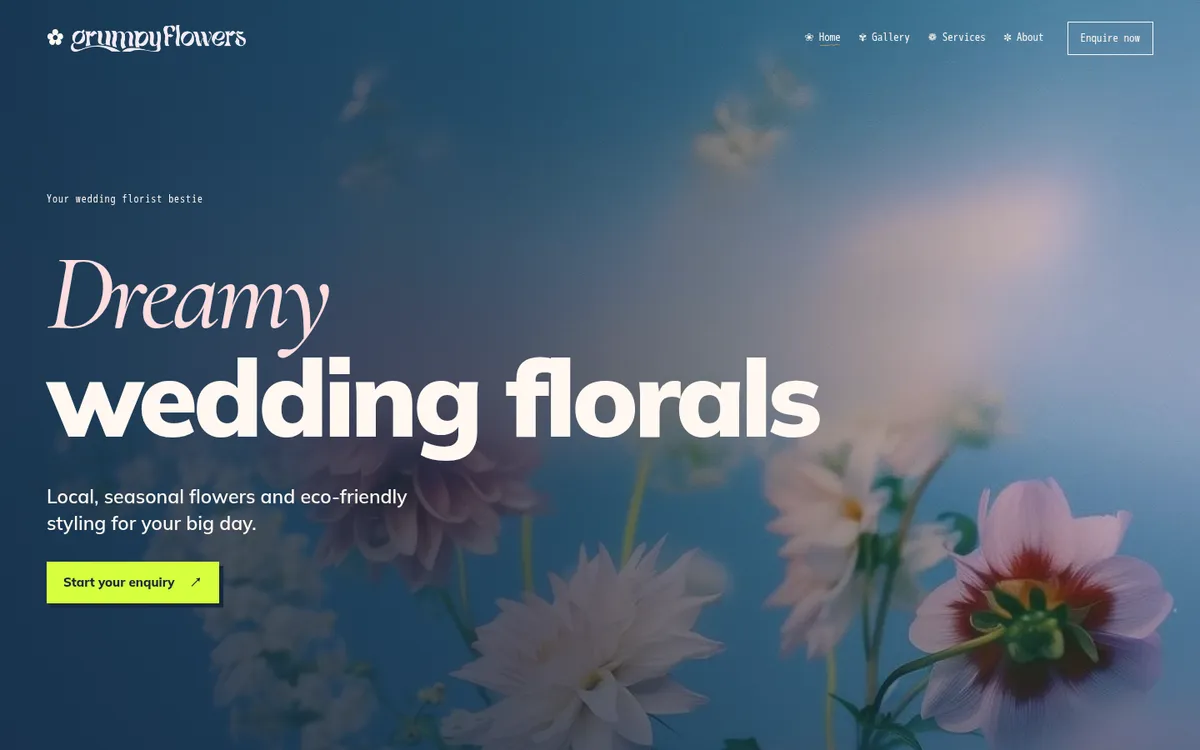 Grumpy Flowers: 90s concept home page